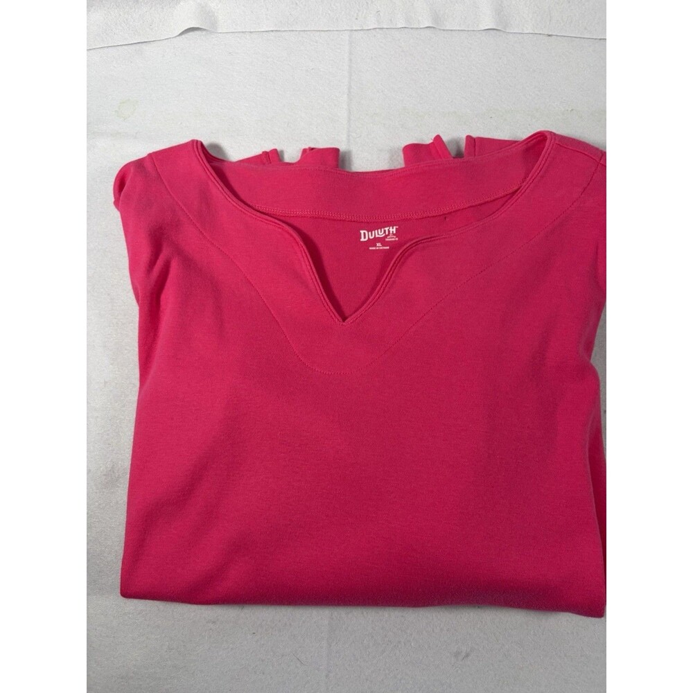 Women's Duluth Trading Blouse Pink Long Sleeve V Neck Casual Cotton Top XL